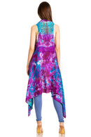 Sakkas Ivana Women's Oversized Draped Open Front Sleeveless Cardigan in Tie Dye
