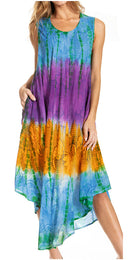 Sakkas Ombre Floral Tie Dye Tank Sheath Caftan Rayon Dress