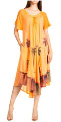 Sakkas Kai Palm Tree Caftan Tank Dress / Cover Up#color_Orange