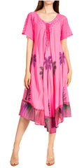 Sakkas Kai Palm Tree Caftan Tank Dress / Cover Up#color_Pink