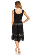 Sakkas Alba Women's Off The Shoulder Smock Ruffle Midi Dress Tie Dye & Embroidery