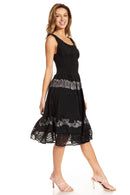 Sakkas Alba Women's Off The Shoulder Smock Ruffle Midi Dress Tie Dye & Embroidery