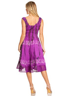 Sakkas Alba Women's Off The Shoulder Smock Ruffle Midi Dress Tie Dye & Embroidery