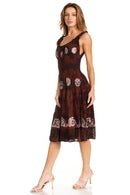 Sakkas Alba Women's Off The Shoulder Smock Ruffle Midi Dress Tie Dye & Embroidery