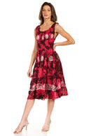 Sakkas Alba Women's Off The Shoulder Smock Ruffle Midi Dress Tie Dye & Embroidery