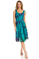 Sakkas Alba Women's Off The Shoulder Smock Ruffle Midi Dress Tie Dye & Embroidery