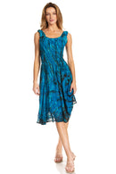 Sakkas Alba Women's Off The Shoulder Smock Ruffle Midi Dress Tie Dye & Embroidery