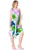 Sakkas Neja Women's Casual Maxi Summer Sleeveless Loose Fit Tie Dye Tank Dress