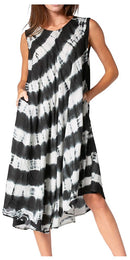 Sakkas Neja Women's Casual Maxi Summer Sleeveless Loose Fit Tie Dye Tank Dress