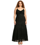 Sakkas Stonewashed Rayon Embroidered Adjustable Spaghetti Straps Long Dress