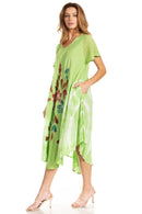 Sakkas Embroidered Painted Floral Cap Sleeve Cotton Dress