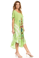 Sakkas Embroidered Painted Floral Cap Sleeve Cotton Dress