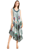 Sakkas Peacock Feather Caftan Dress / Cover Up