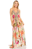 Sakkas Lizi 2025 Womens Maxi High-low Halter Handkerchief Long Dress Beach Party