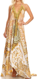 Sakkas Lizi Womens Maxi High-low Halter Handkerchief Long Dress Beach Party