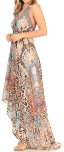 Sakkas Lizi Womens Maxi High-low Halter Handkerchief Long Dress Beach Party