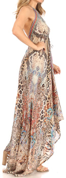 Sakkas Lizi Womens Maxi High-low Halter Handkerchief Long Dress Beach Party