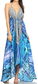 Sakkas Lizi Womens Maxi High-low Halter Handkerchief Long Dress Beach Party
