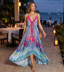 Sakkas Lizi Womens Maxi High-low Halter Handkerchief Long Dress Beach Party