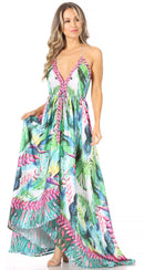Sakkas Lizi Womens Maxi High-low Halter Handkerchief Long Dress Beach Party