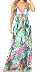 Sakkas Lizi Womens Maxi High-low Halter Handkerchief Long Dress Beach Party