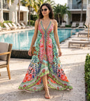Sakkas Lizi Womens Maxi High-low Halter Handkerchief Long Dress Beach Party