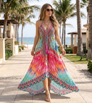 Sakkas Lizi Womens Maxi High-low Halter Handkerchief Long Dress Beach Party