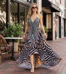 Sakkas Lizi Womens Maxi High-low Halter Handkerchief Long Dress Beach Party