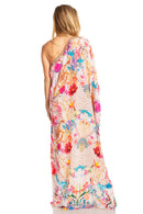 Sakkas Dora Women's One Shoulder Short Sleeve Casual Elegant Maxi Dress with Print