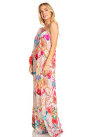 Sakkas Dora Women's One Shoulder Short Sleeve Casual Elegant Maxi Dress with Print