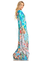 Sakkas Dora Women's One Shoulder Short Sleeve Casual Elegant Maxi Dress with Print
