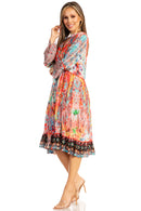 Sakkas Womens 3/4 Sleeves Button Down Spring/Summer Short Shirt Dress/Cover-up