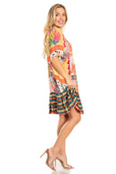 Sakkas Eliza Women's Cocktail Short Sleeve Floral Print Boho Dress Summer Casual