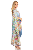Sakkas Zeke Hi Low V-Neck Caftan Dress Printed Top Cover / Up