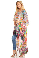 Sakkas Zeke Hi Low V-Neck Caftan Dress Printed Top Cover / Up