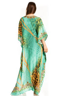 Sakkas Georgettina Flowy Rhinestone V Neck Long Caftan Dress / Cover Up