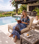 Sakkas Georgettina Flowy Rhinestone V Neck Long Caftan Dress / Cover Up