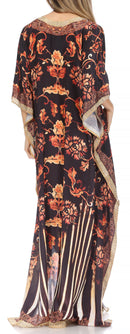 Sakkas Georgettina Flowy Rhinestone V Neck Long Caftan Dress / Cover Up