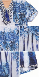 Sakkas Georgettina Flowy Rhinestone V Neck Long Caftan Dress / Cover Up