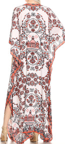 Sakkas Georgettina Flowy Rhinestone V Neck Long Caftan Dress / Cover Up