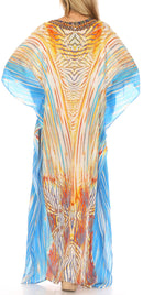 Sakkas Georgettina Flowy Rhinestone V Neck Long Caftan Dress / Cover Up