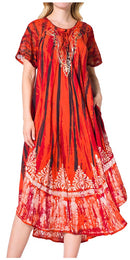 Sakkas Devora Women's Maxi NightGown Caftan Kaftan Dress Tie Dye Batik & Corset