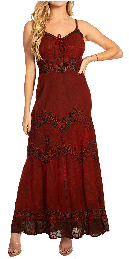 green emerald velvet dress Zinacantan Embroidered Long Rayon Dress Teal / One Size main image 1
