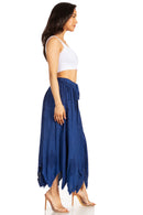 Sakkas Emery Womens Vintage Retro Maxi Rayon Embroidered Zigzag Hem Flowy Skirt