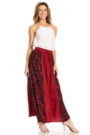 Sakkas Maran Women's Boho Embroidery Skirt with Lace Elastic Waist and Pockets