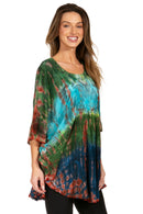 Sakkas Ellesa Ombre Tie Dye Circle Poncho Blouse Shirt Top With Sequin Embroidery