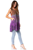 Sakkas Isabela Womens Everyday Summer Sleeveless Tank Top Tie-dye & Block Print