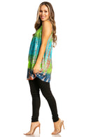 Sakkas Women's Tie Dye Floral Sequin Sleeveless Blouse