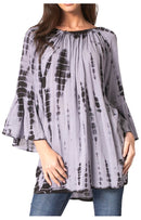 Sakkas Anna Casual Flowy Wide Neck 3/4 Sleeve Light Summer Boho Blouse Top