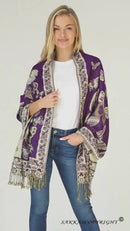 Sakkas Liua Long Wide Woven Patterned Design Multi Colored Pashmina Shawl / Scarf